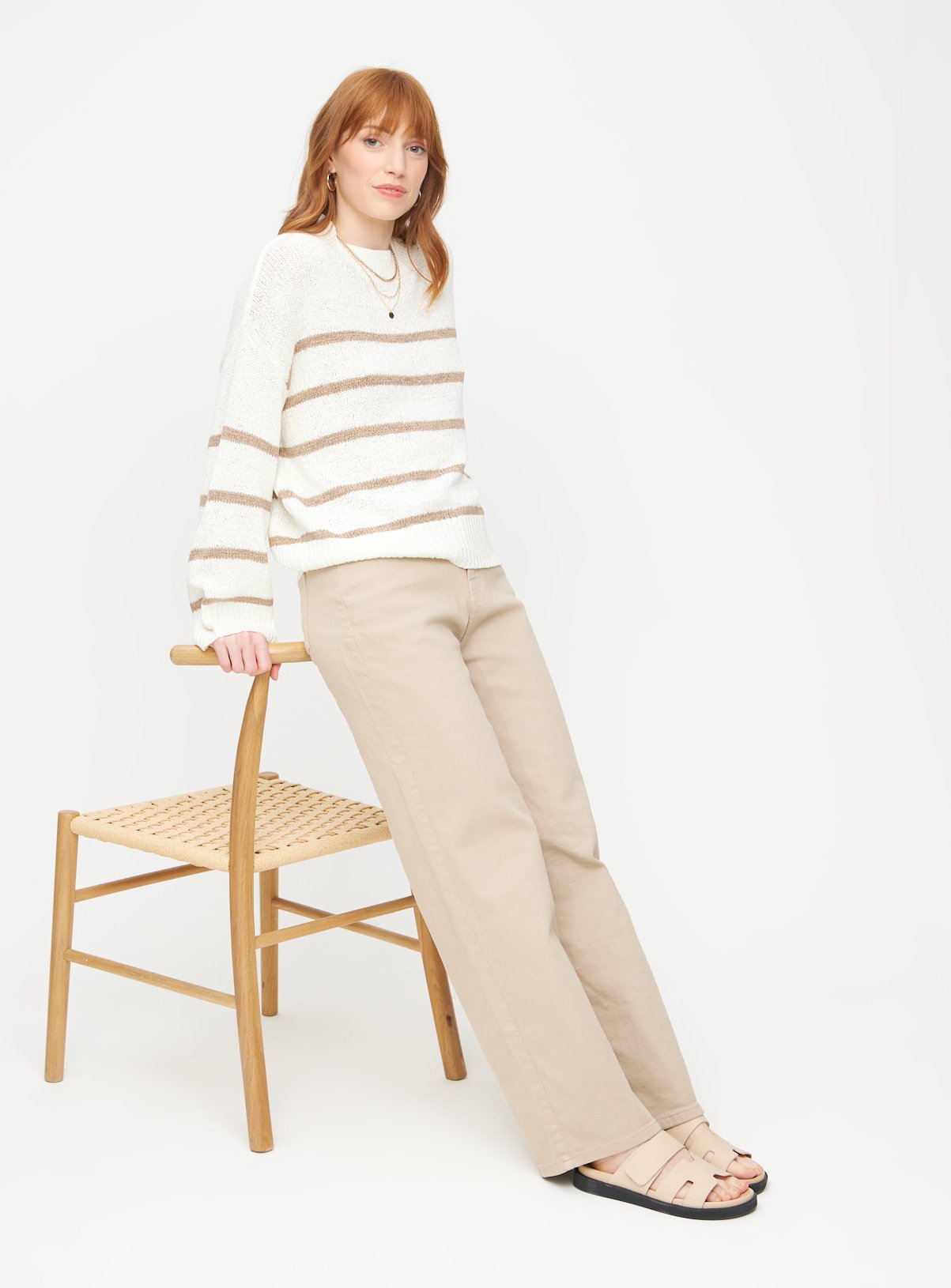 Cream Stripe Cropped Tape Yarn Jumper 16 - Image 2 thumbnail